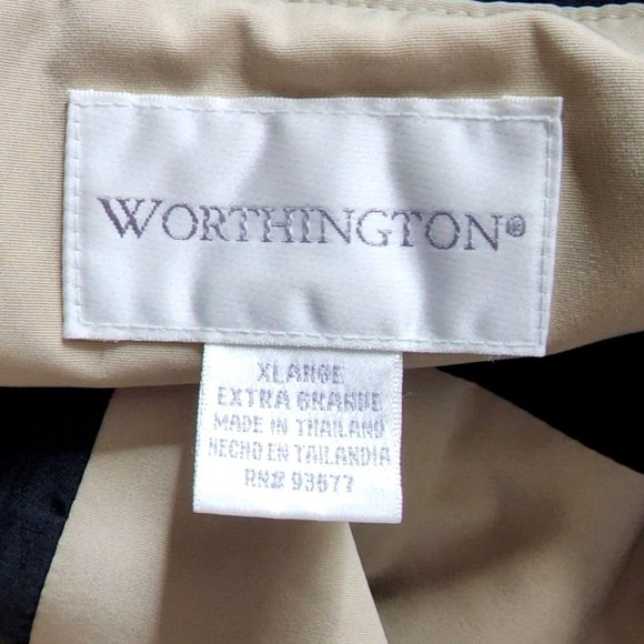 Worthington Vintage All Weather Coat Jacket Black Tan Lined Pockets Zip Front - Picture 5 of 7